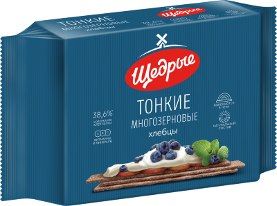 Хлебцы Щедрые 170гр тонкие многозерновые 1/20