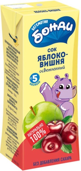Бонди сок яблоко-вишня 0,2мл 1/27 РСМ103