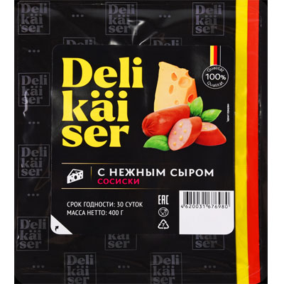 Сосиски с нежным сыром 400гр Деликайзер 1/8