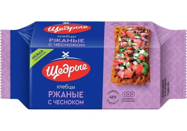 Хлебцы Щедрые 100гр Ржаные с чесноком 1/24
