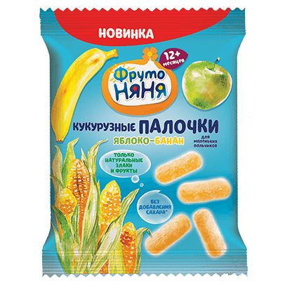 Фрутоняня Палочки кукурузные 20гр ябл/банан 1/9