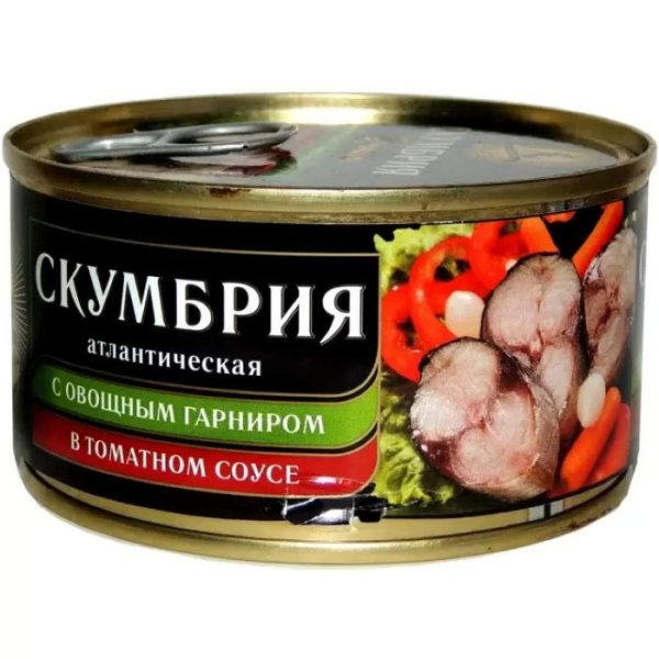 Скумбрия с овощами 230гр За Родину 1/48