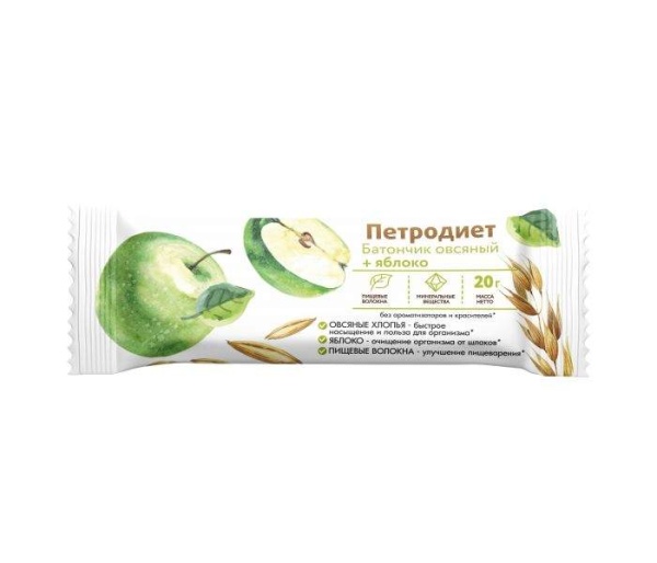 Батончик Петродиет 20гр Яблоко 1/30 
