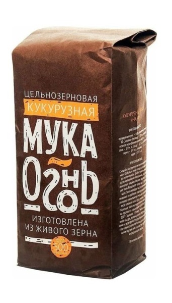 Мука Огонь цельносмолотая кукурузная 500гр 1/6