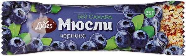 Батончик ДиYes мюсли 25гр Черника без сахара 1/36