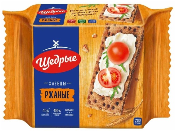 Хлебцы Щедрые 200гр Ржаные 1/12