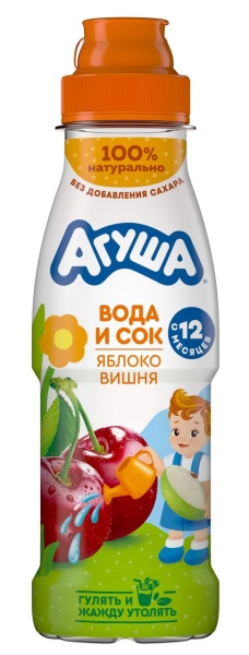 Агуша вода+сок 300мл Яблоко Вишня 1/6  