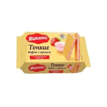 Вафли Тонкие 144г клубничный крем 1/26 РВТ101