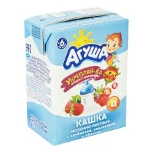 Агуша каша Укрепляй-ка 0,2 рис молочная Яблоко земляника клубн 2,7% т/п 1/10