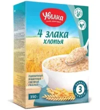 Хлопья Увелка 4 злака тонкие 350гр 1/6  856  