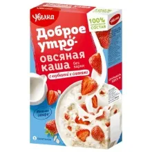 Каша Увелка Доброе Утро овсяная клубника со сливками 200гр 1/6  776