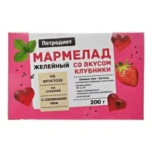 Мармелад желейный Петродиет на сорбите со вкусом клубники и семенами Чиа 200гр 1/10