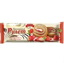 Рулет 200гр Клубника со сливками Русск.бисквит 1/14