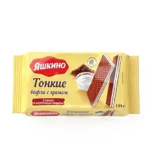 Вафли Тонкие 144г какао и молочный крем 1/26   РВТ102