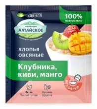 Хлопья Гудвилл БП 40гр овсяные с клубникой, киви, манго 1/17 16