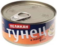Тунец Пеликан филе 185гр натур люкс ж/б 1/24 