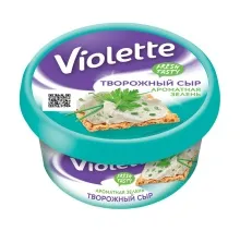 Виолетта 140гр с зеленью творожный сыр 1/8
