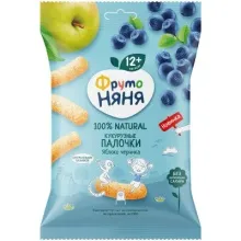 Фрутоняня Палочки кукурузные 20гр ябл/черника 1/9