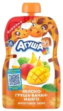 Агуша Я сам пюре 90гр Яблоко/груша/банан/манго пауч-пак 1/10 (Н)