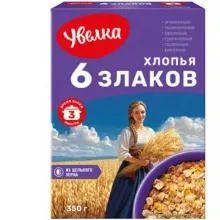 Хлопья Увелка 6 злаков 350гр 1/6  859  