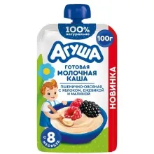 Агуша каша 100гр молочная пшенично-овсяная яблоко/ежевика/малина т/п 1/10