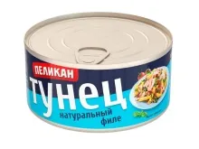 Тунец Пеликан 185гр натур для салатов Люкс ж/б 1/24 