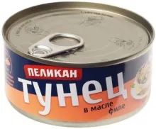 Тунец Пеликан филе 185гр в/м люкс ж/б 1/24 