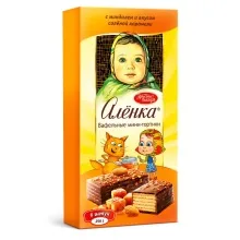 Торт Аленка вафельный 250гр с миндалем и со вкусом соленой кармели 1/6   