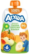 Агуша Я сам пюре 90гр Яблоко/тыква/персик/банан пауч-пак 1/10