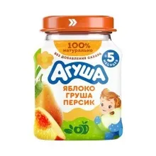 Агуша пюре 100гр Яблоко-груша-персик 1/12  360сут.